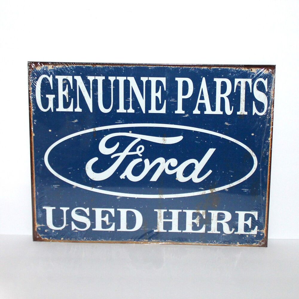 FORD Genuine Parts Used Here large Metal Sign blue NEW licensed 12” x 16”